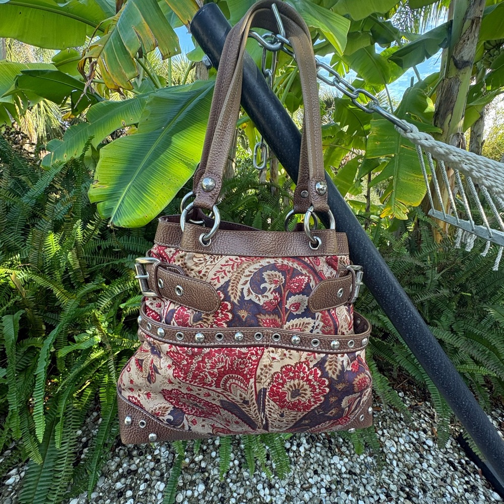 Brown and Red Paisley Women's Shoulder Bag